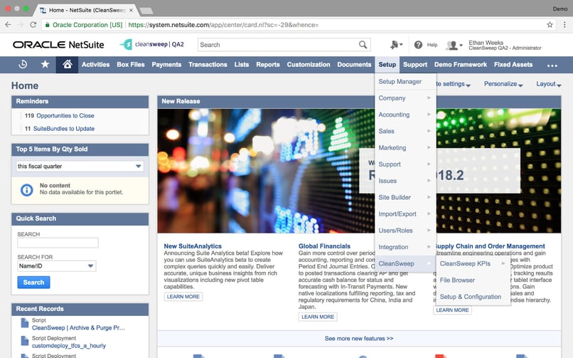 Fig1-CleanSweep-selection-under-the-Setup-menu-in-NetSuite-reveals-Setup-&-Configuration-and-File-Browser-choices